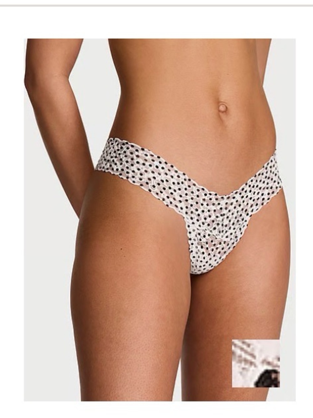 Victoria's Secret White Lace Thong with Black Polka Dots - Picture 3 of 6